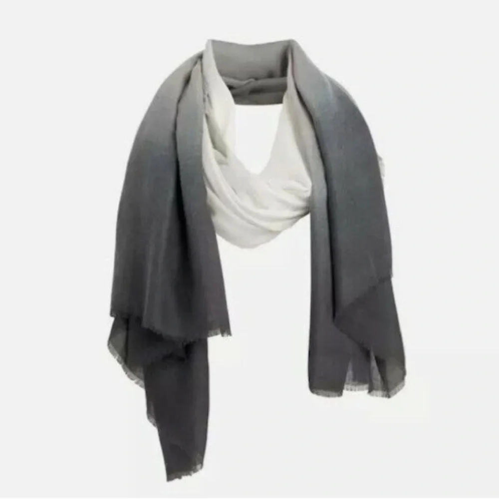 CARLY CUSHNIE Grey Horizon Ombre Scarf Cureateur Rachel Zoe Box Style Wrap New